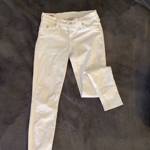 True Religion White Skinny Jeans w/ Swarovski Crystals Sz 28